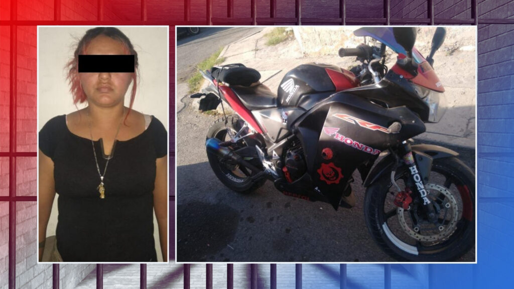 Detienen a mujer con motocicleta robada en Santa Catarina