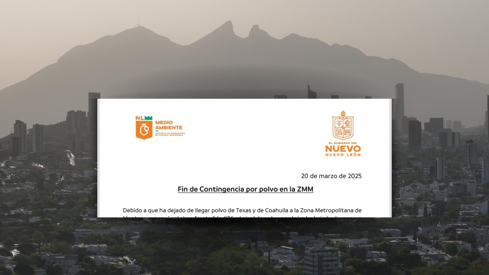 Desactivan contingencia ambiental en NL, pero calidad del aire sigue siendo mala