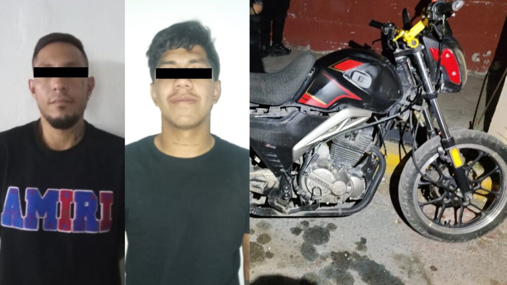 Detienen a dos hombres y recuperan motocicleta robada en Santa Catarina