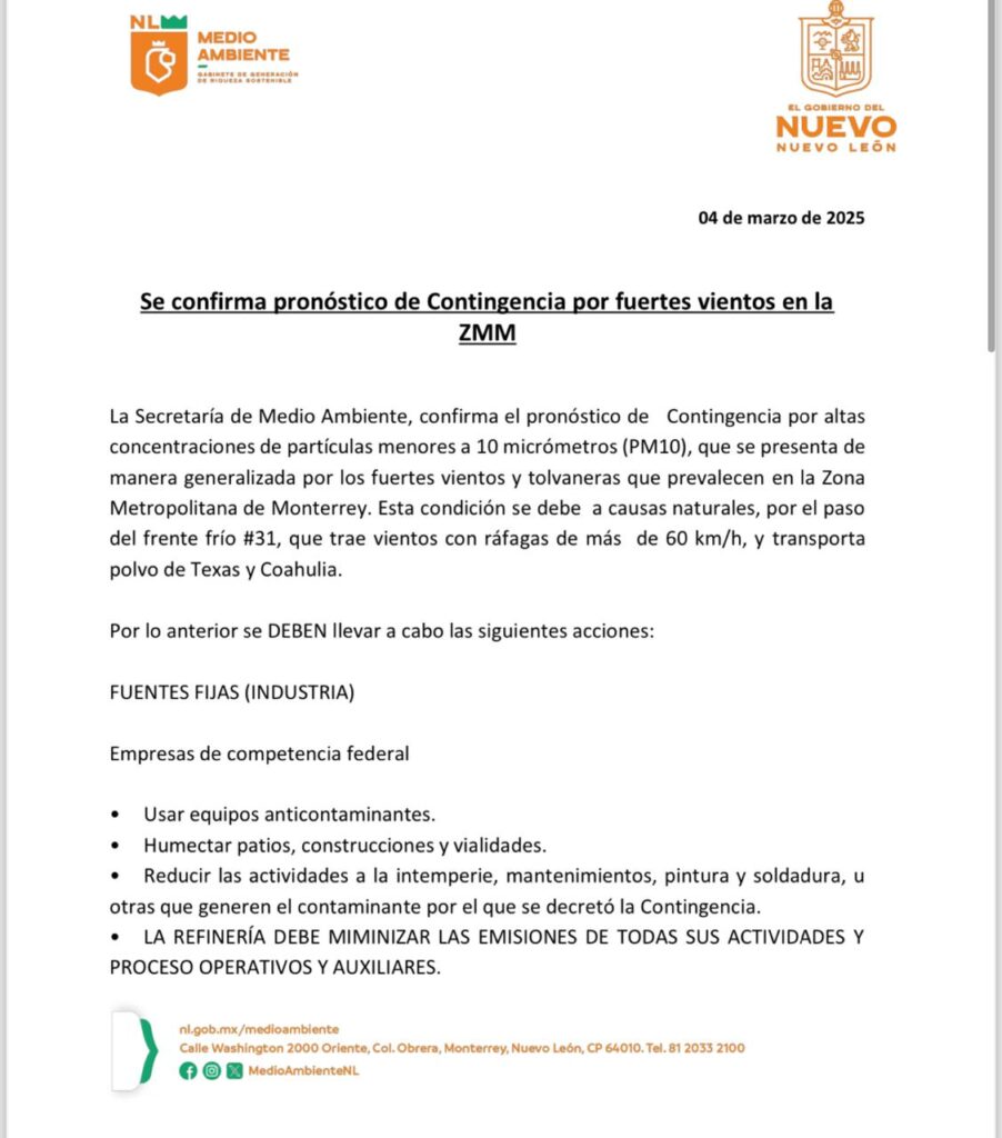 contingencia ambiental NL