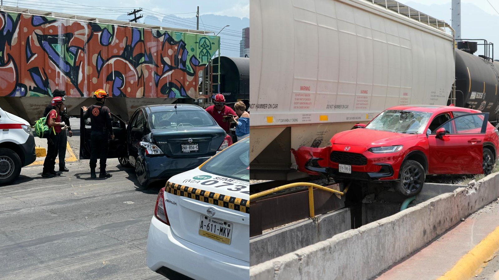 Tren choca contra dos autos y deja tres lesionados en  Gonzalitos