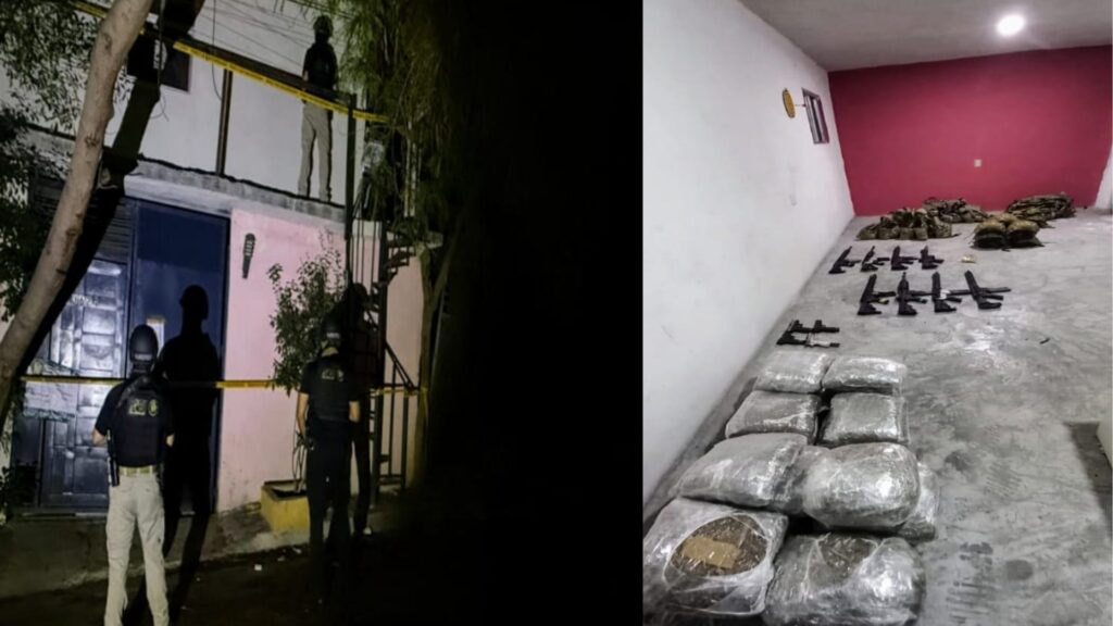 Asegura Fiscalía armas, droga y equipo táctico en cateo en Monterrey