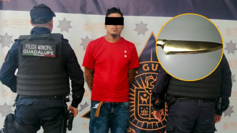 Policía de Guadalupe rescata a mujer embarazada amenazada con cuchillo por su esposo