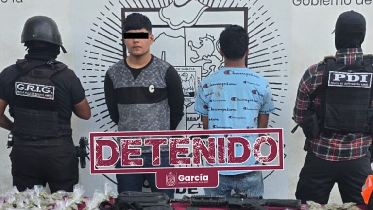 Detienen a dos jóvenes armados con drogas en García