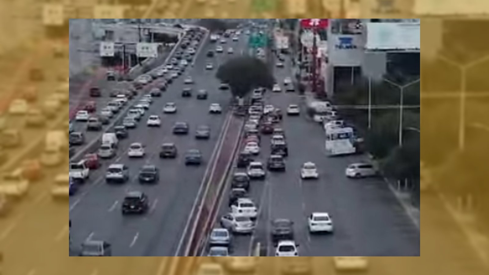 Cierre de carriles laterales en Avenida Constitución genera tráfico intenso en Monterrey