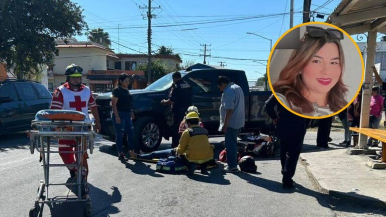 ccidente en Linares motocicleta y camioneta tejana