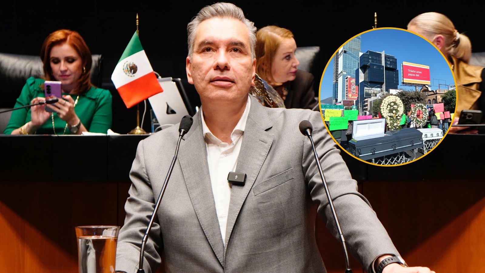 Senador Waldo Fernández ofrece respaldo a ciudadanos que protestaron contra aseguradoras en Monterrey