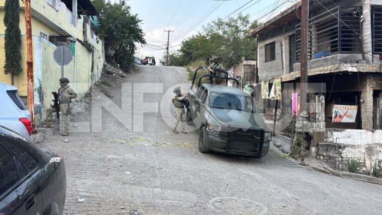 “Escena acordonada tras ataque a balazos en la Colonia José María Morelos en Montemorelos