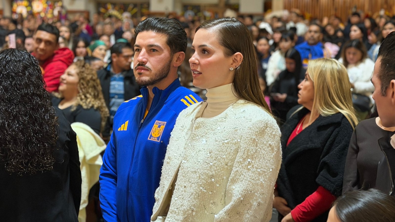 Asisten Samuel y Mariana a Las Mañanitas de la Virgen de Guadalupe en Monterrey