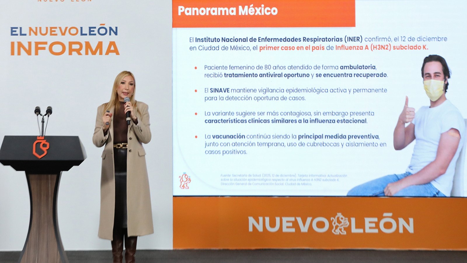 Secretaría de Salud de Nuevo León informa sobre influenza AH3N2