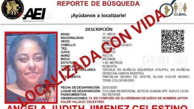 Localizan con vida a joven desaparecida en Cadereyta