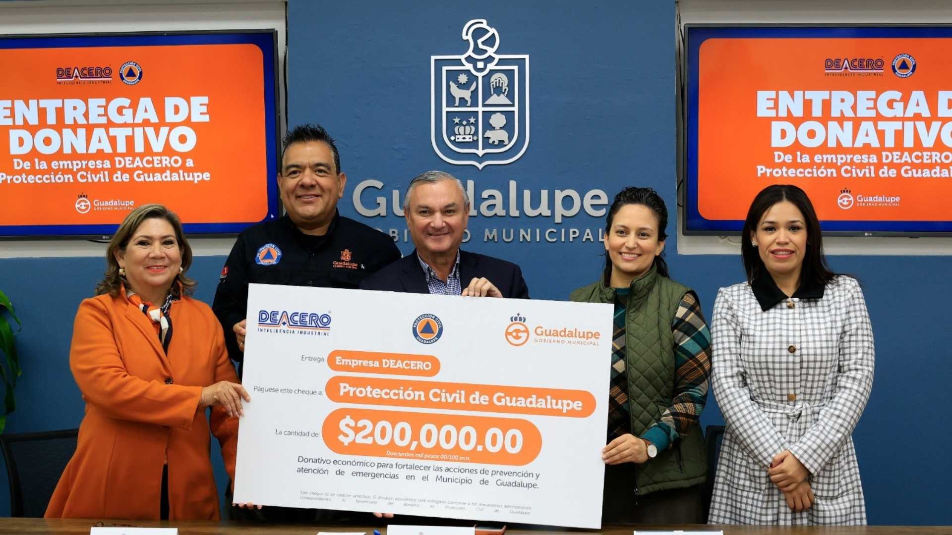 DeAcero dona 200 mil pesos a Protección Civil de Guadalupe