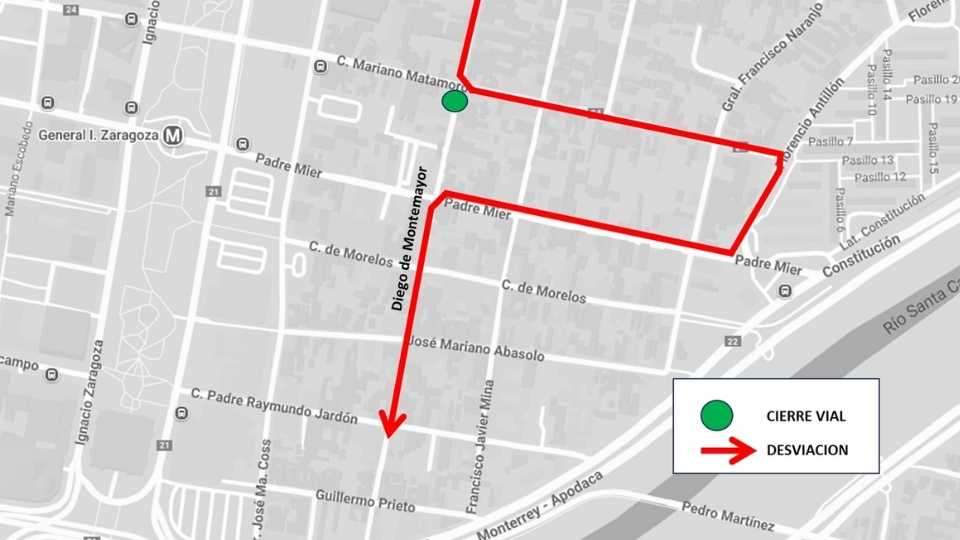 Trabajos de modernización de semáforo en Padre Mier y Diego de Montemayor