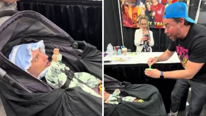 Fan sorprende a Jerry Trainor como “Baby Spencer”