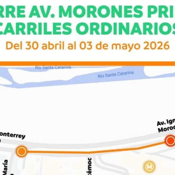 Cierran carriles en Morones Prieto por obra de puente peatonal