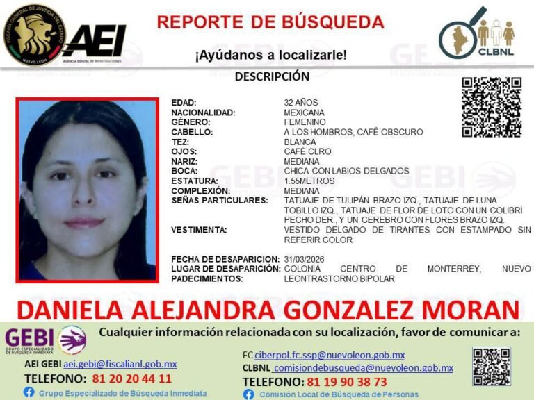 : Daniela González Morán desaparecida Monterrey