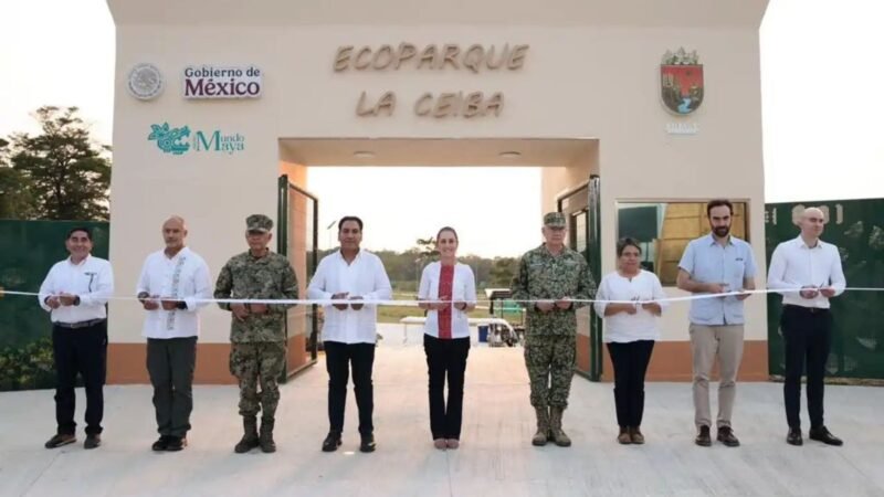 Sheinbaum defiende soberanía en inauguración del Ecoparque La Ceiba en Chiapas