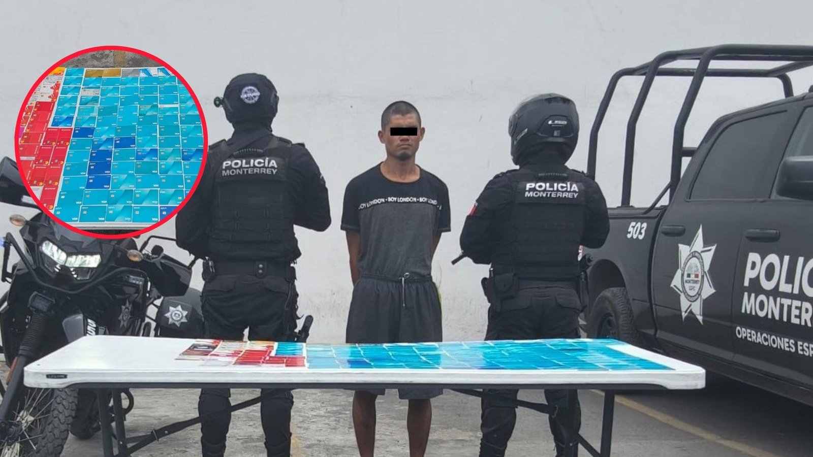 Detienen a hombre con 194 tarjetas bancarias en Monterrey