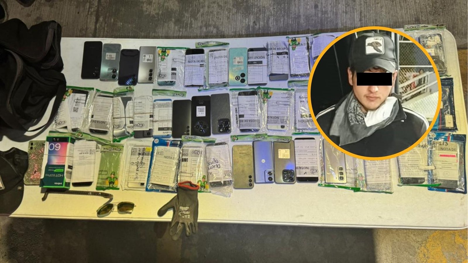Detienen a hombre con 47 celulares robados en el centro de Monterrey