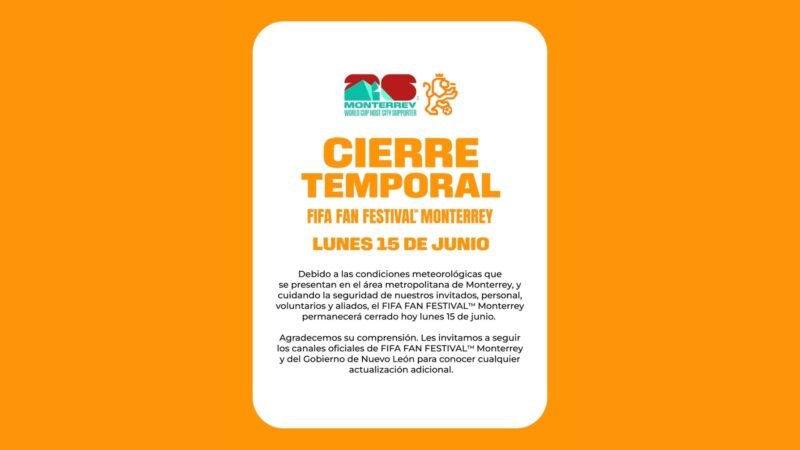 Suspenden el Fan Fest de hoy, 15 junio, por condiciones climáticas