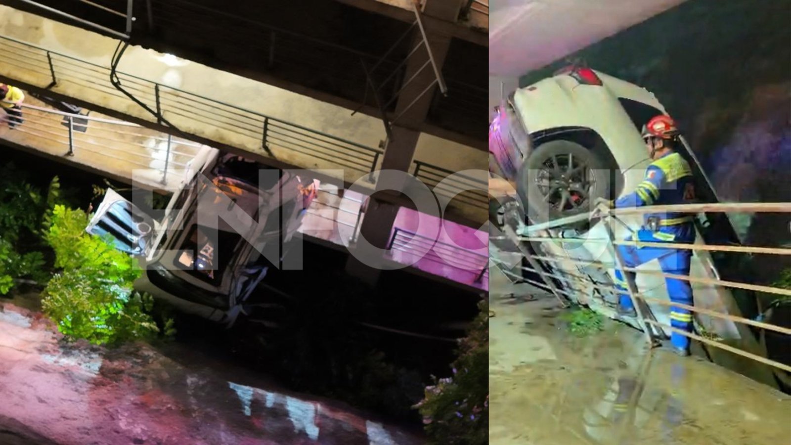 Joven cae con su camioneta en estacionamiento de San Pedro