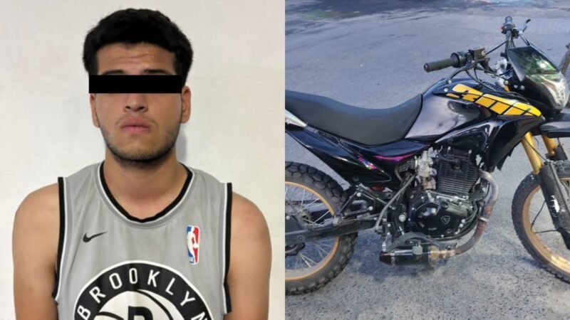 Detienen a joven con moto robada en Santa Catarina