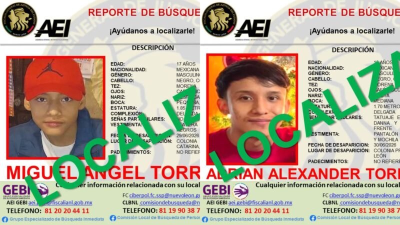 Localizan en Santa Catarina a dos menores reportados desaparecidos