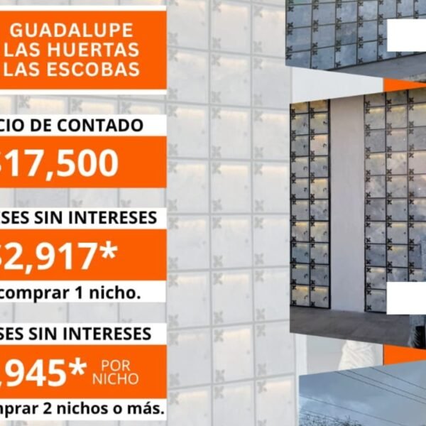 Guadalupe ofrece nichos funerarios a bajo costo