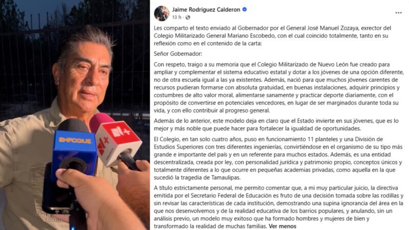 Lamenta “El Bronco” cambio de colegios militarizados