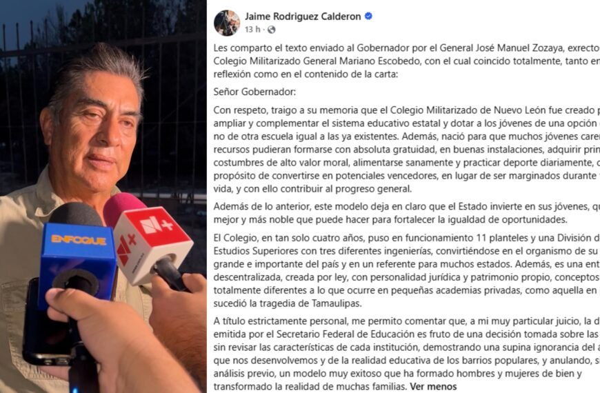 Lamenta “El Bronco” cambio de colegios militarizados