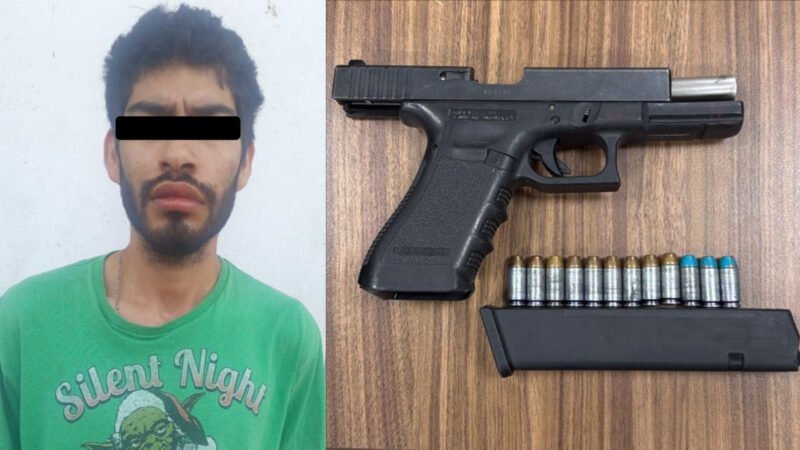 Detienen a hombre con arma de fuego en Santa Catarina