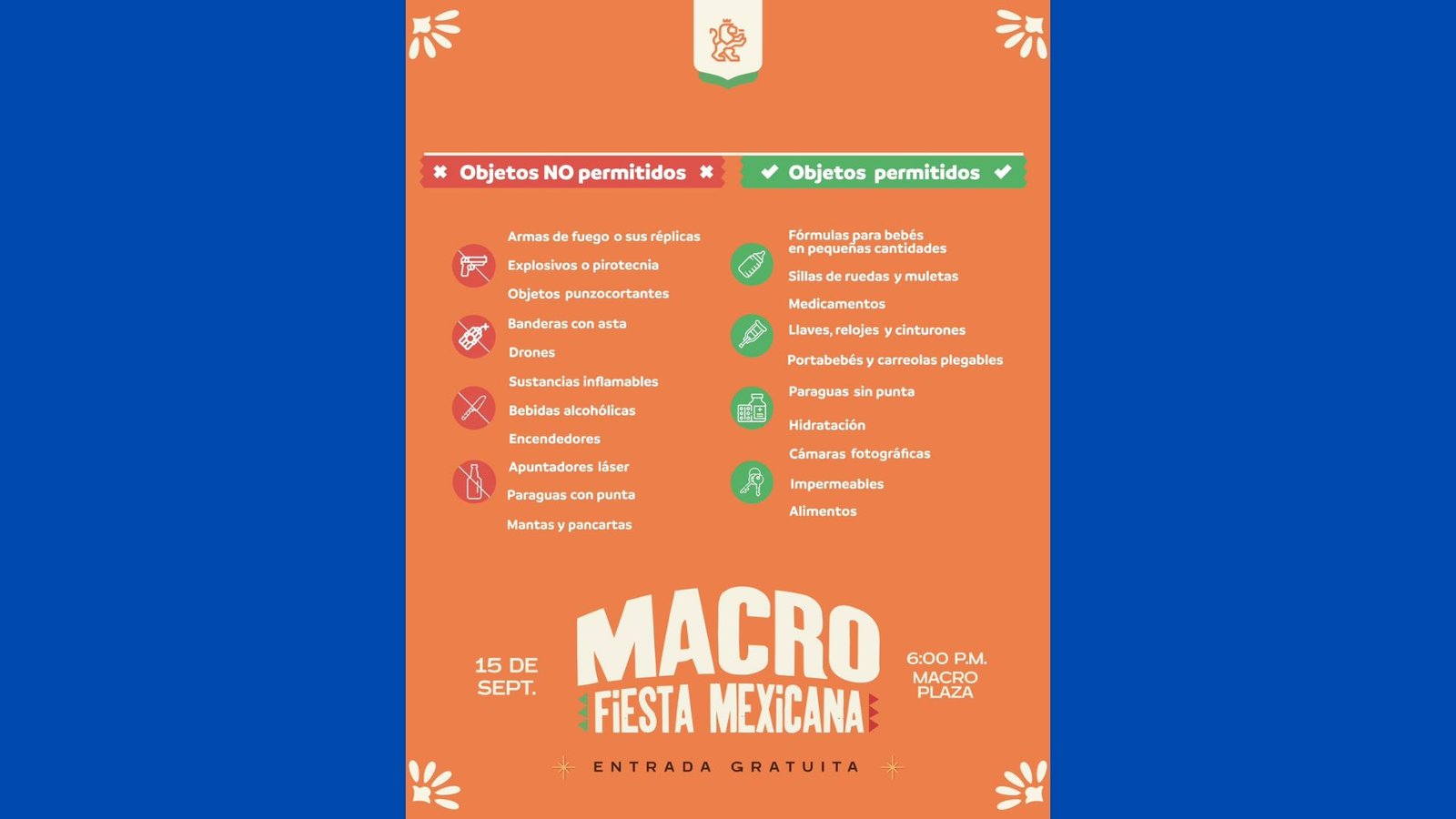 Emite Estado recomendaciones para Fiestas Patrias