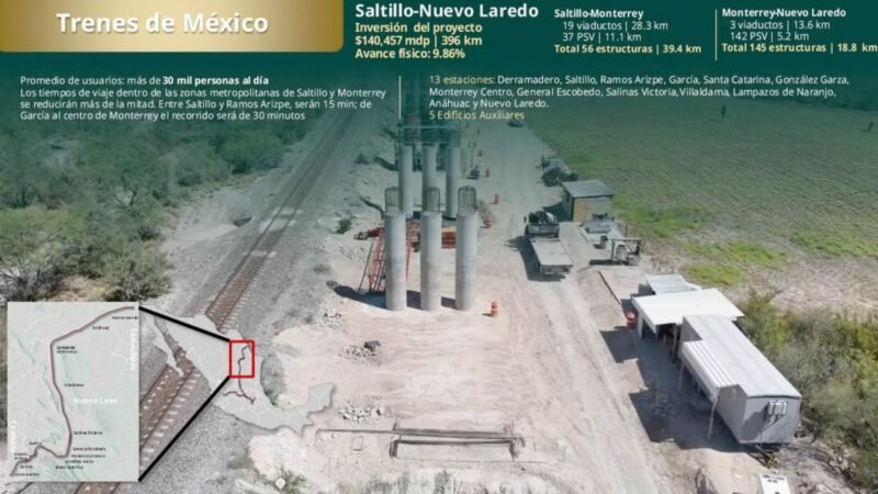 Tren Saltillo-Monterrey avanza rumbo a 2027