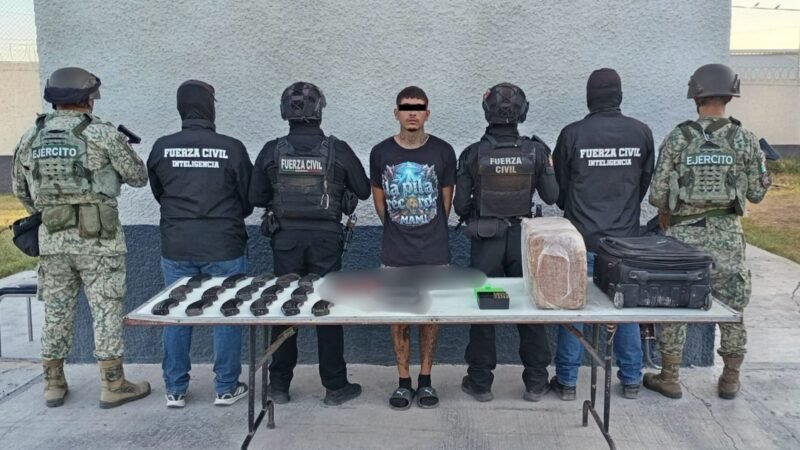 Fuerza Civil detiene a presunto generador de violencia con armas y droga en Monterrey