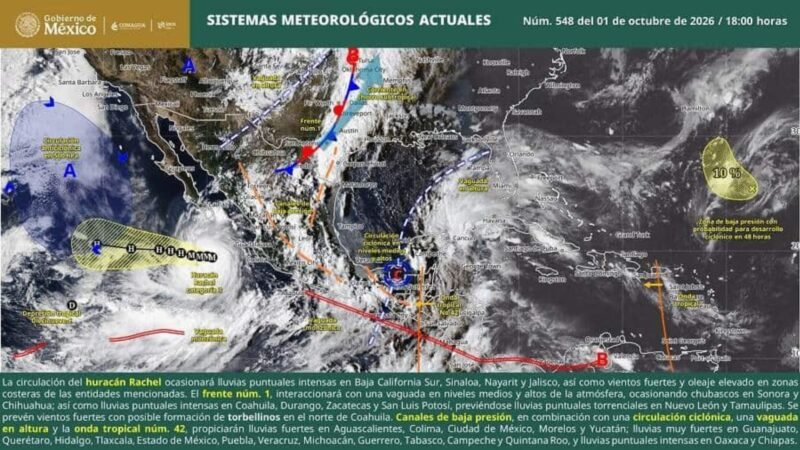 Huracán Rachel se intensifica a categoría 3; alerta por fuertes lluvias