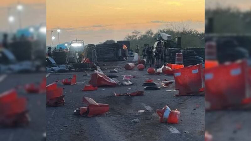 Camioneta se estrella contra retén militar en la carretera Monterrey-Reynosa