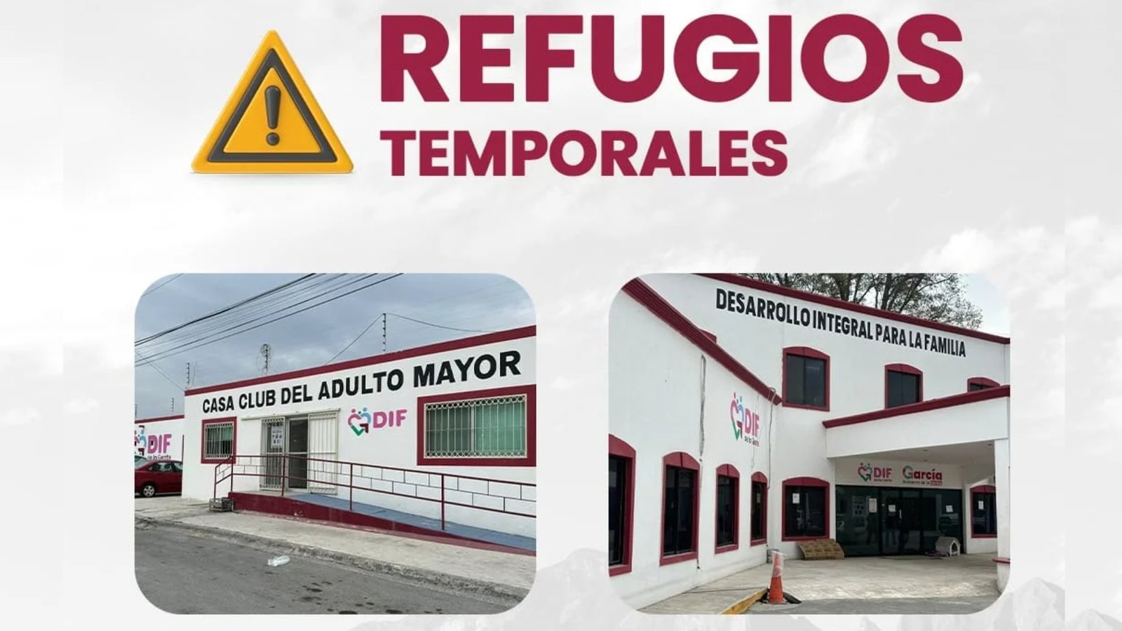Habilita García dos refugios temporales por lluvias y bajas temperaturas