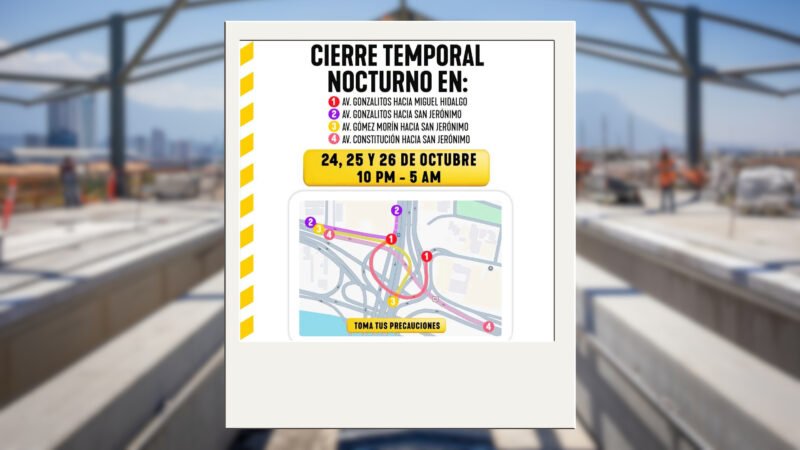 Habrá cierres nocturnos en Gonzalitos por obras de Línea 4