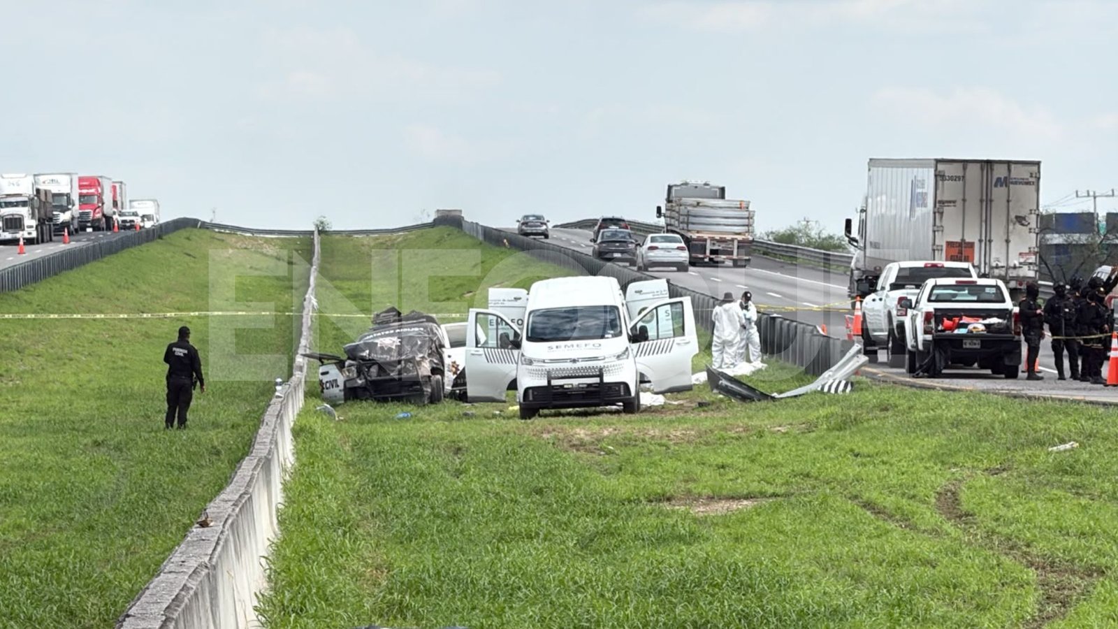 Deja Volcadura en Escobedo tres elementos de Fuerza Civil muertos