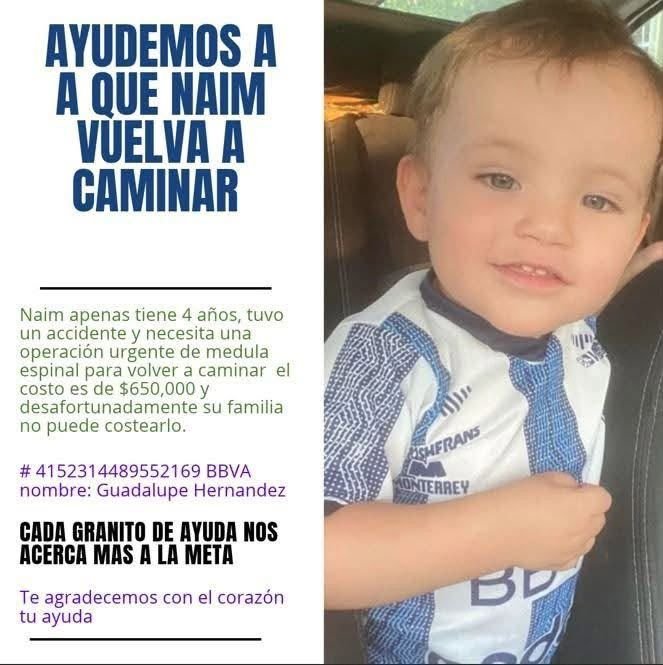 Familia de Naim pide ayuda para pagar operación urgente; necesitan 650 mil pesos